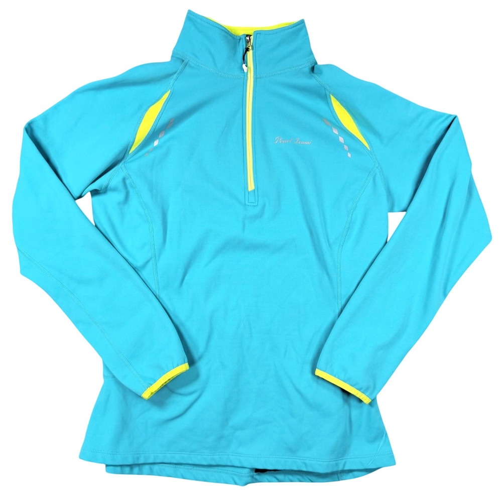 Pearl Izumi Select Women XL Blue Yellow 1/4 Zip Long Sleeve Cycling Jersey Top
